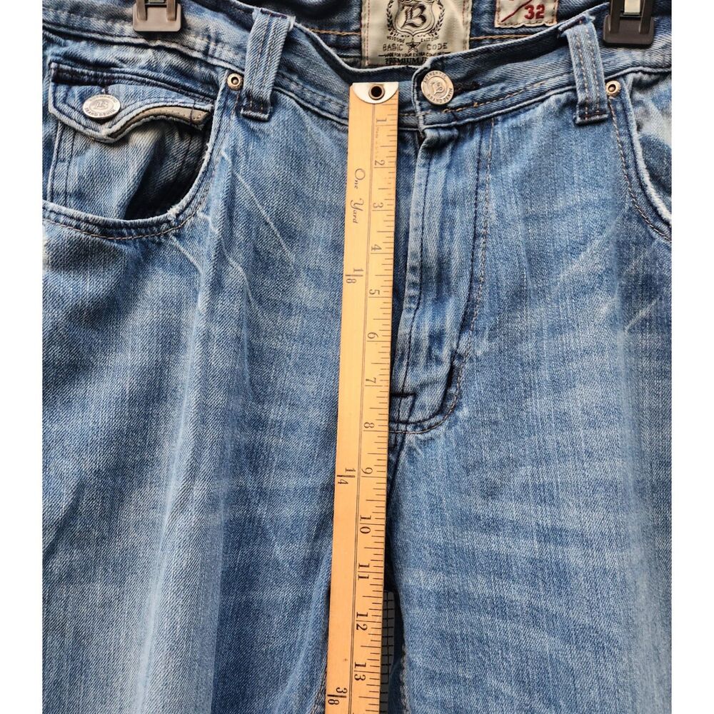 Basic Code Mens Jeans W38 L32 Straight Leg Light Wash Denim Everyday Classic - Picture 8 of 9